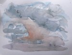 Stormy sky at dusk, July 25, 2011, watercolour on paper