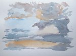 Sunset and clouds, July 25, 2011, watercolour on paper