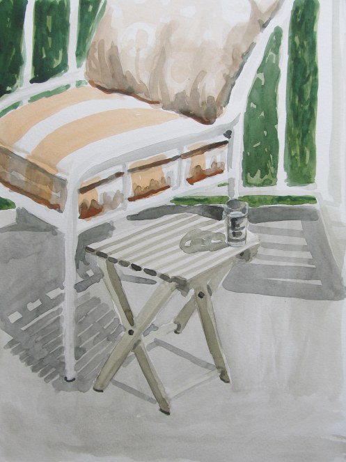 Deck study, May 8, 2012 watercolour on paper 12in. x 16in.