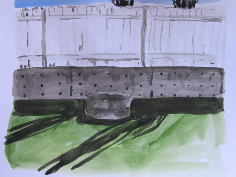 Backyard shadows 2, May 9, 2013, watercolour on paper