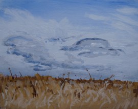 May 1 2014 Cloud study, acrylic on masonite 11in. x 14in.