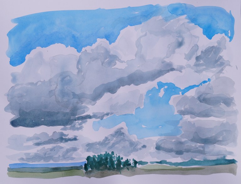 Cloudy Sky, July 2014, watercolour on paper 9in. x 11in.