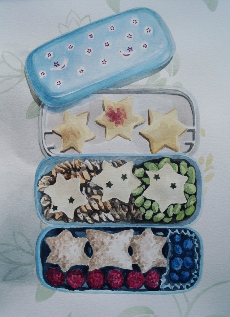 Stars Bento, Dec. 2014, watercolour on paper 11in. x 15 in.