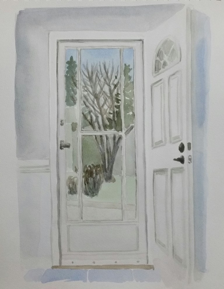 Front Door, Mar. 31, 2017, watercolour on paper, 11"x14"