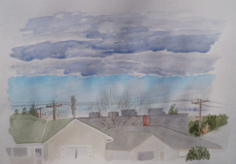 Blue Skies, October 24, 2017, watercolour on paper