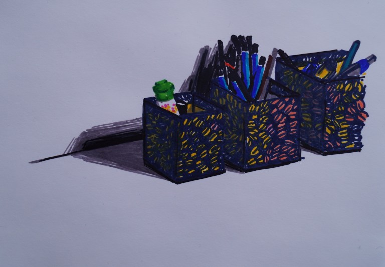 Desk supplies sharpie sketch, Nov. 7, 2017