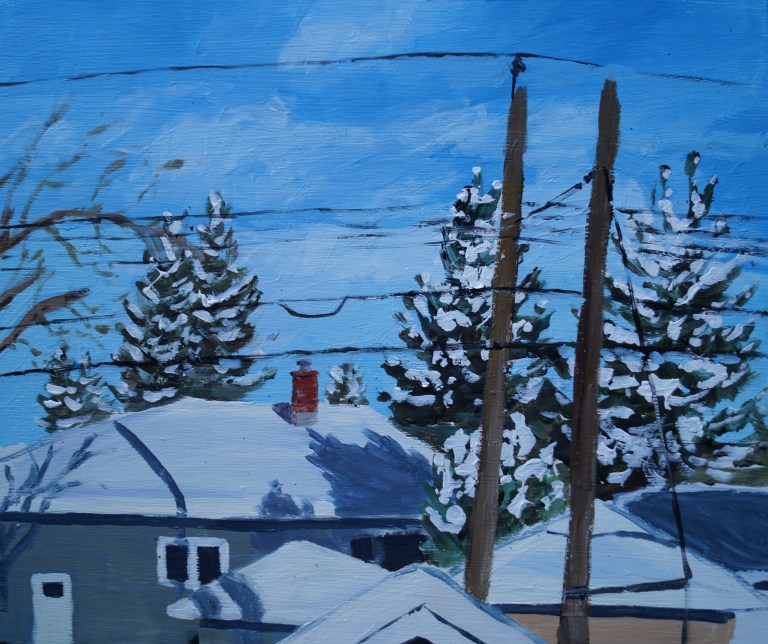 Fresh Snow, acrylic on panel, Dec.20, 2017