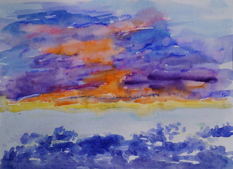 Sunset, Mar. 25, 2018, watercolour